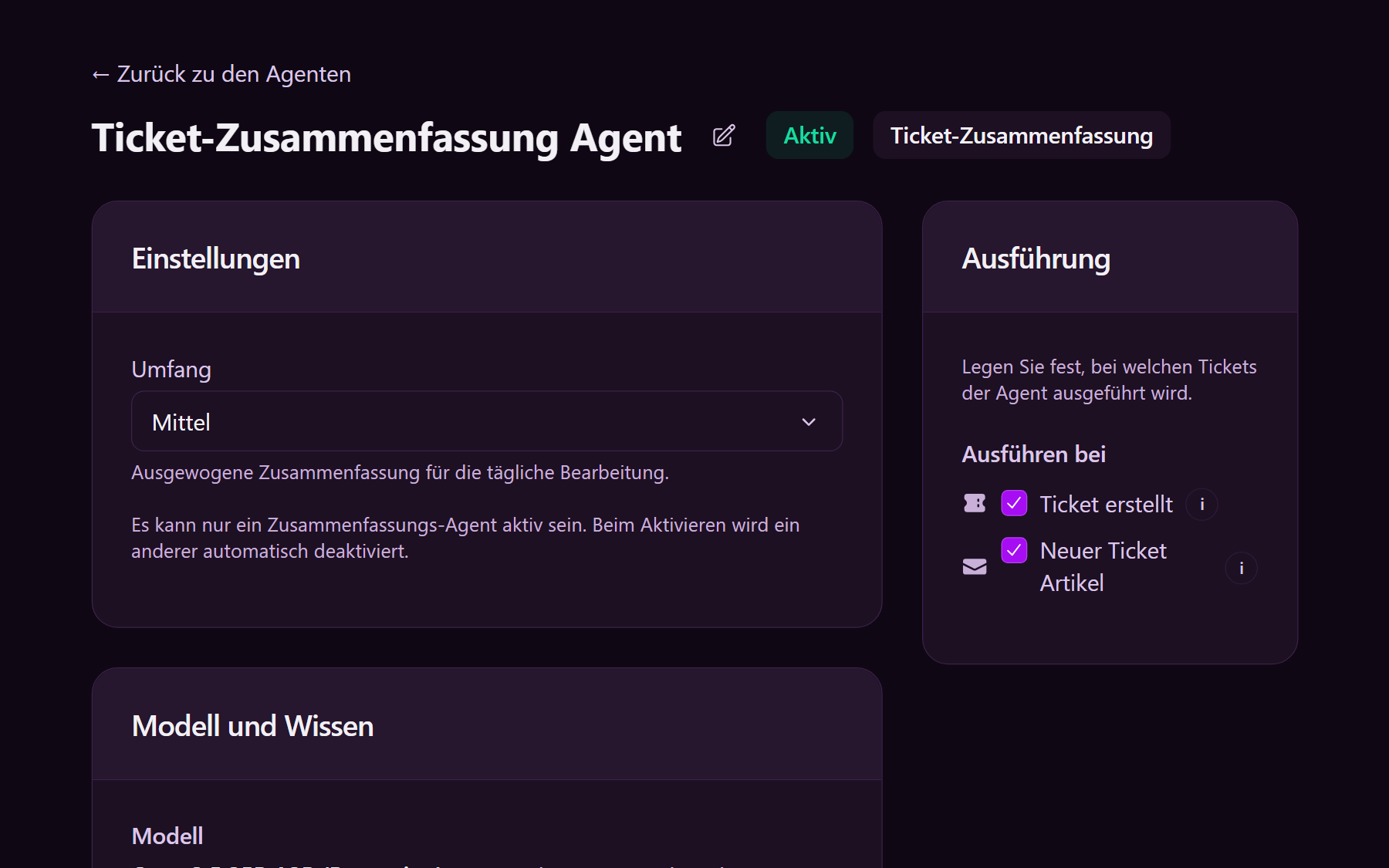 Detail einer Zusammenfassungsaufgabe